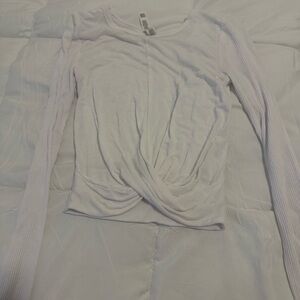 ALO Yoga Soft White Long Sleeve Twist Top